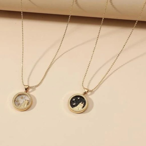2pc Gemini Zodiac Golden Necklaces - Picture 2 of 2